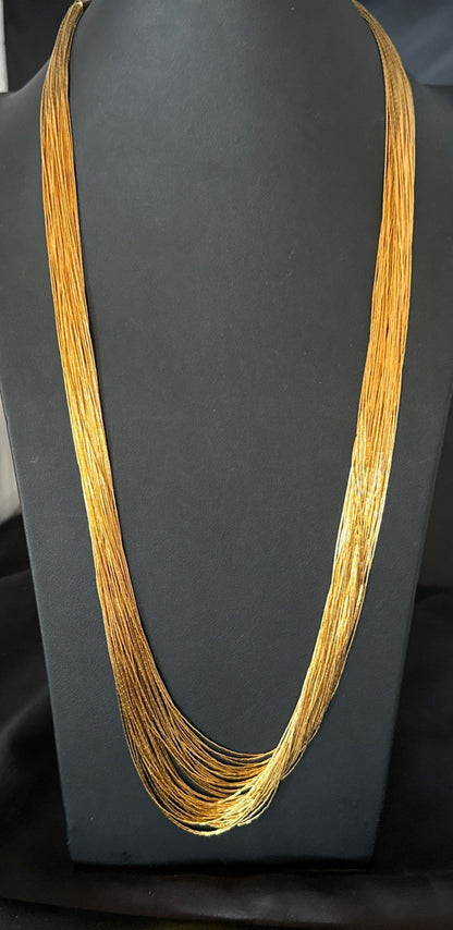 GoldFilled Heishi Tubes Bib 50 Strand 32” Liquid Sterling Silver Necklace 19757