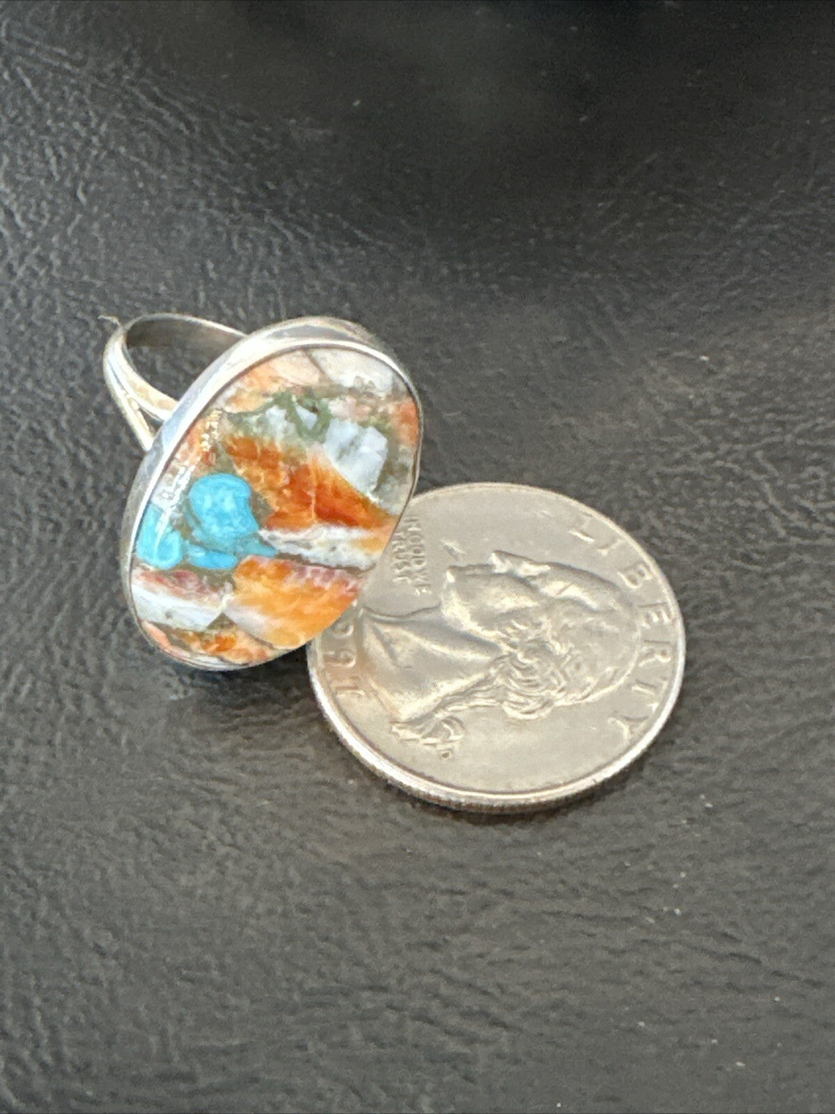 Turquoise Spiny Oyster Navajo Sterling Silver Ring Size 8 18209