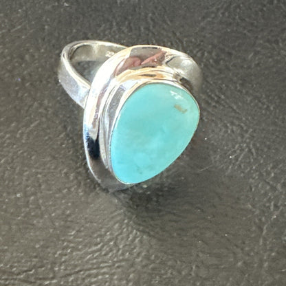 WoMens Sterling Silver Robin Egg Blue Kingman Turquoise Ring Size 8.5 17729