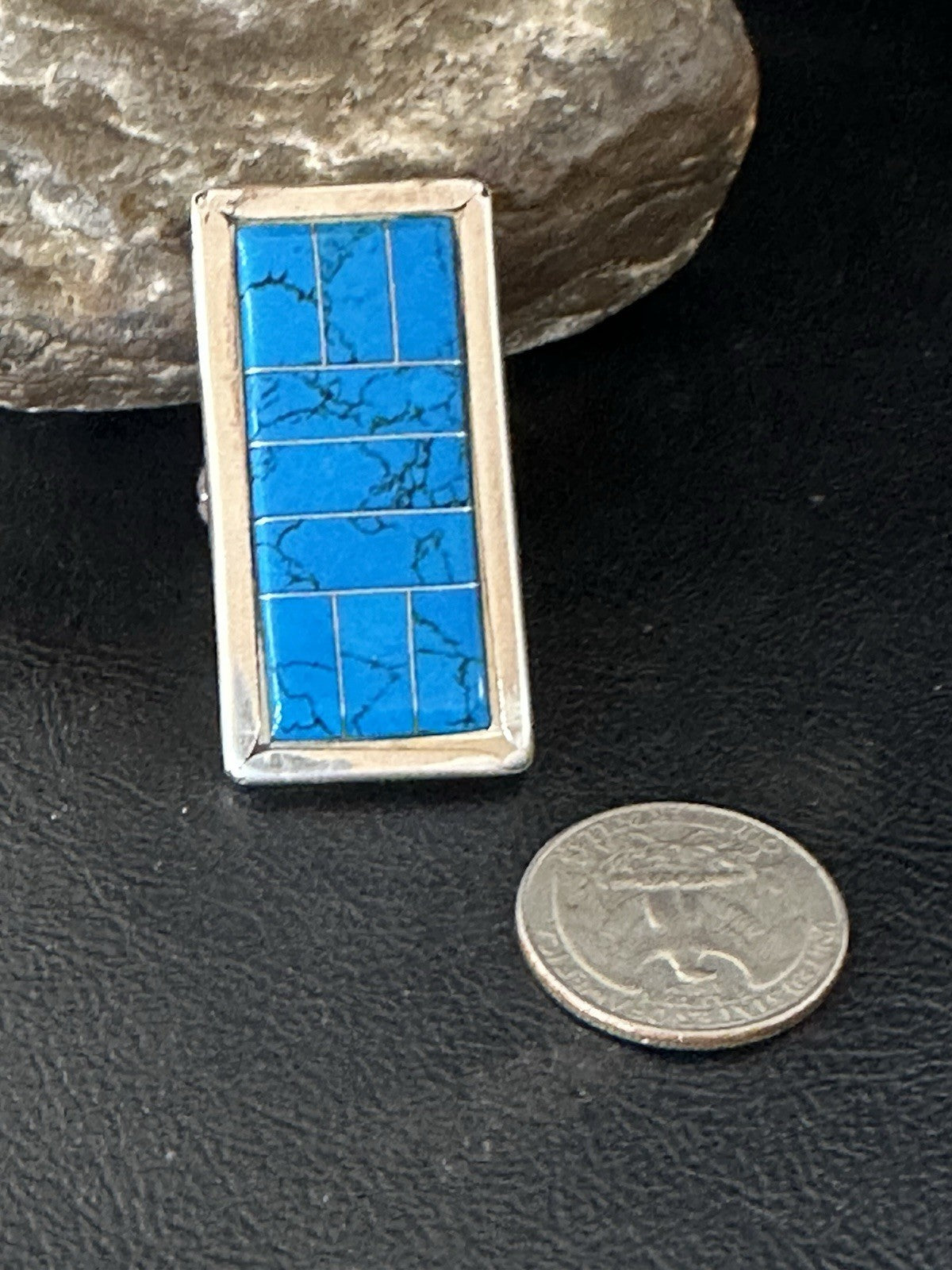 Harold Joe Mens Native American Navajo Blue Turquoise Inlay Ring Sz 11 19395