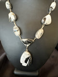 Women White Buffalo Turquoise Lariat Necklace Pendant 18" | Sterling Silver | Authentic Native American Handmade | 18413
