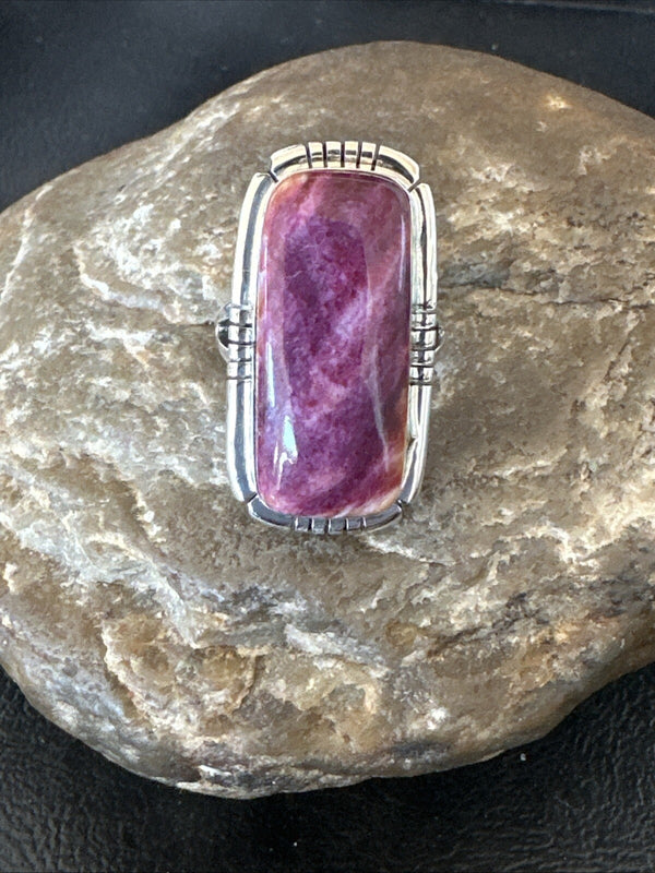 Women's Purple Spiny Oyster Navajo Ring Size 6.5 | Sterling Silver | Authentic Native American Handmade | 18581