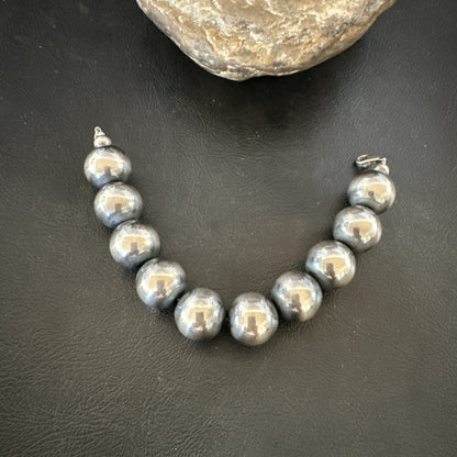 16mm Round Beads 7” Sterling Silver Beads Bracelet 17163