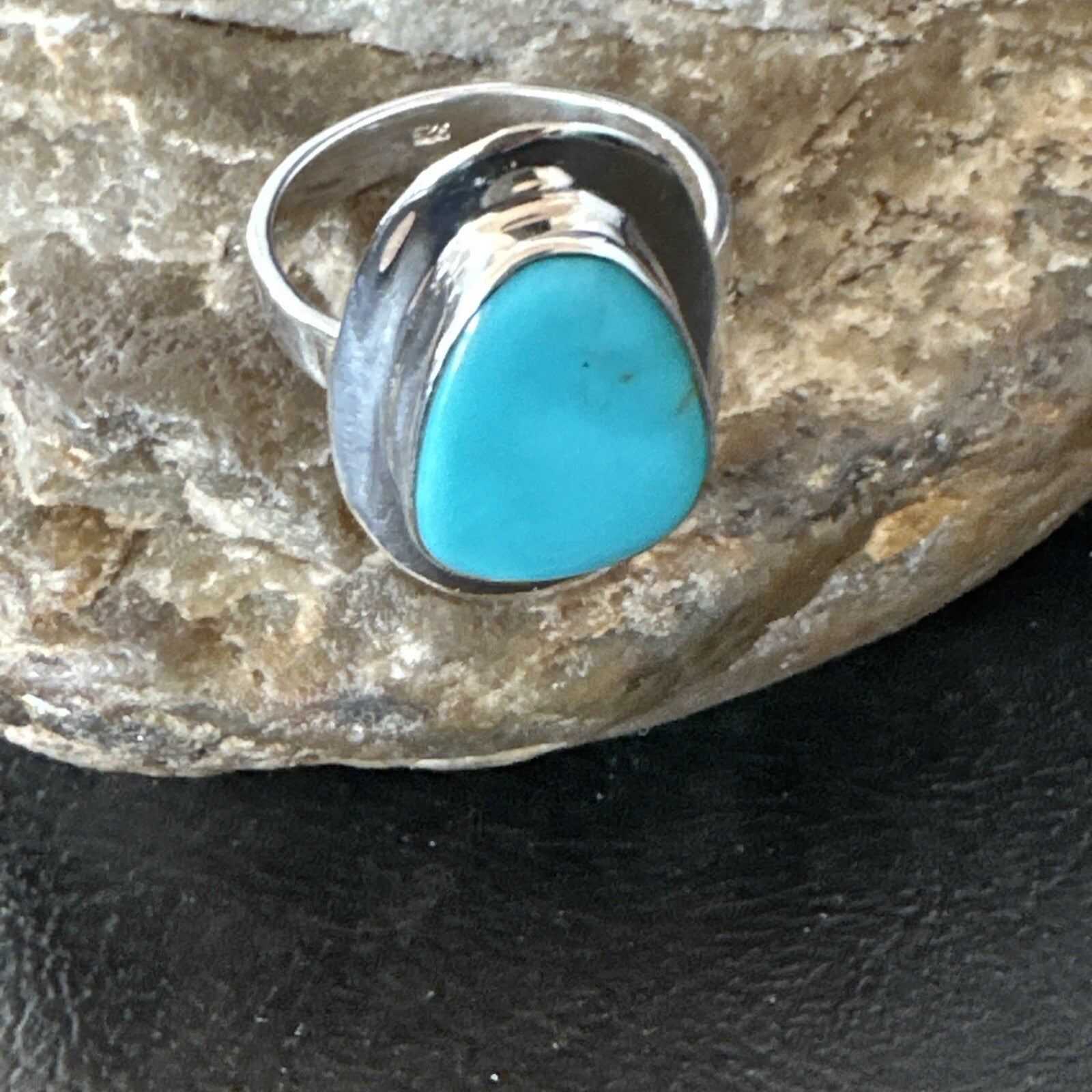 Blue Turquoise Spiny Oyster Southwestern Sterling Silver Ring Size 10 18531