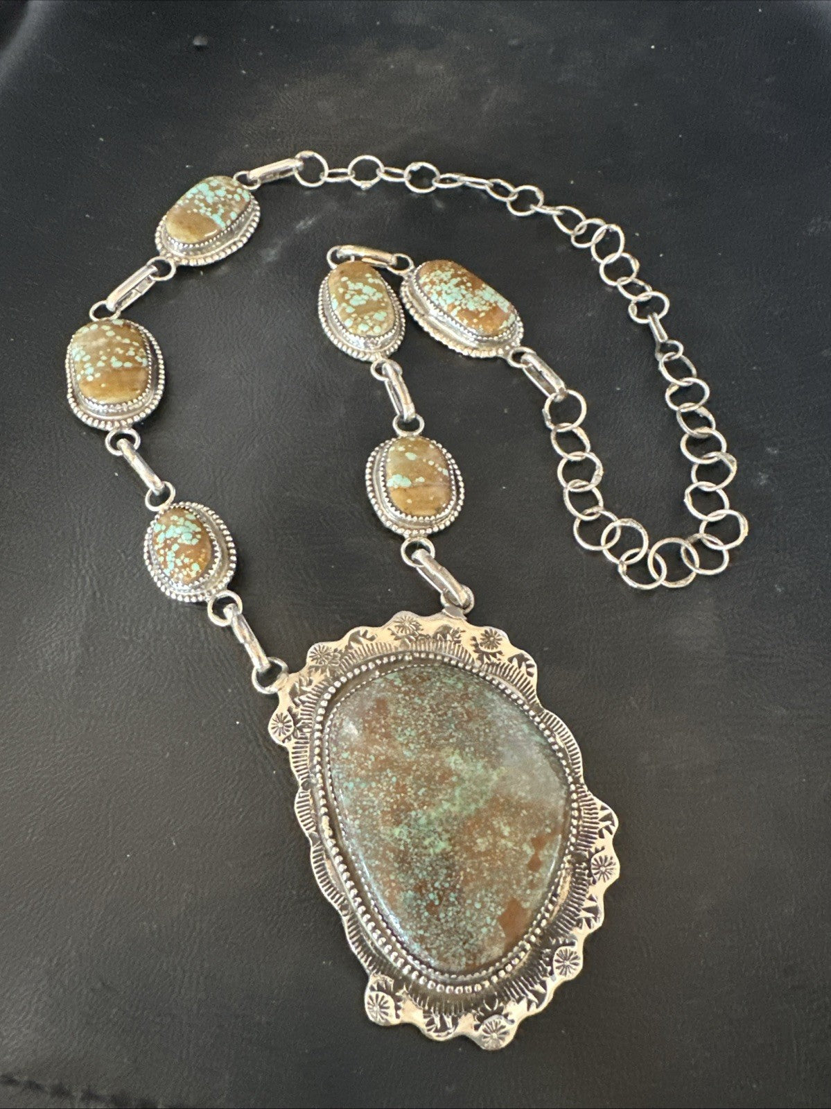 Mens Women Blue Turquoise #8 Navajo 25" Sterling Silver Lariat Necklace 19068
