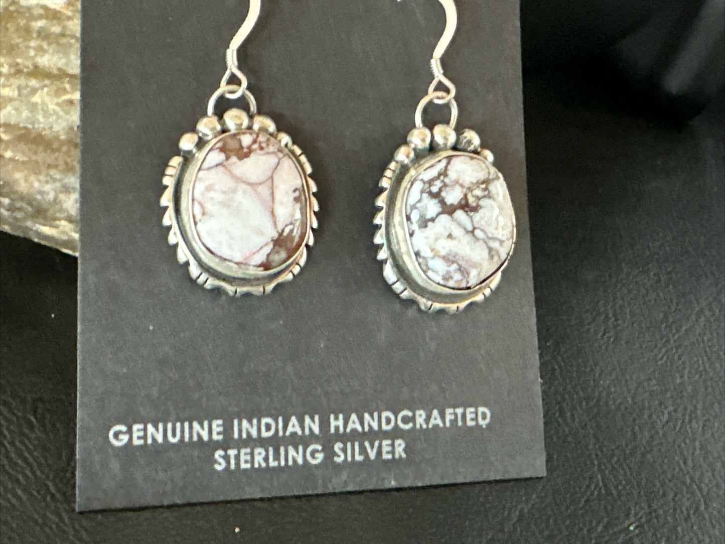Womens Wild Horse Turquoise Navajo Sterling Silver Dangle Earrings 17706