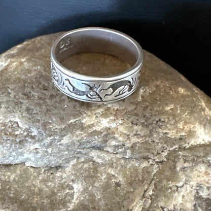 Kokopelli Wedding Band Navajo Sterling Silver Ring Size 9.5 17971