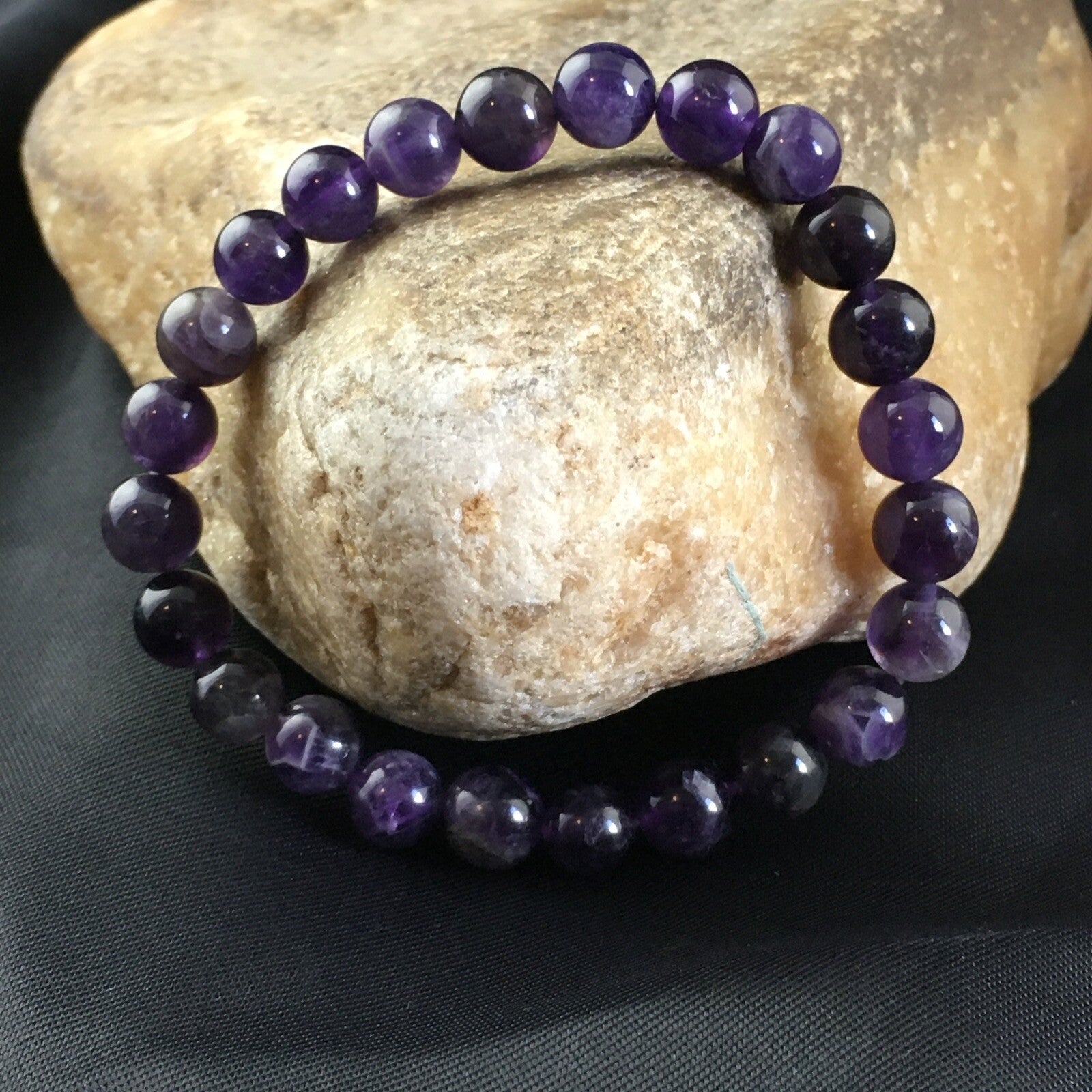 Purple Amethyst Navajo Stretch Elastic Bracelet 6.5" 02002