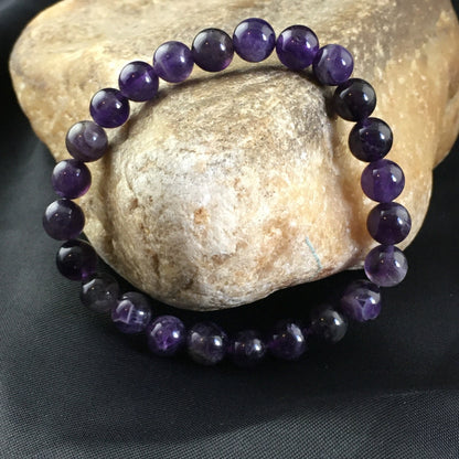 Purple Amethyst Navajo Stretch Elastic Bracelet 6.5" 02002
