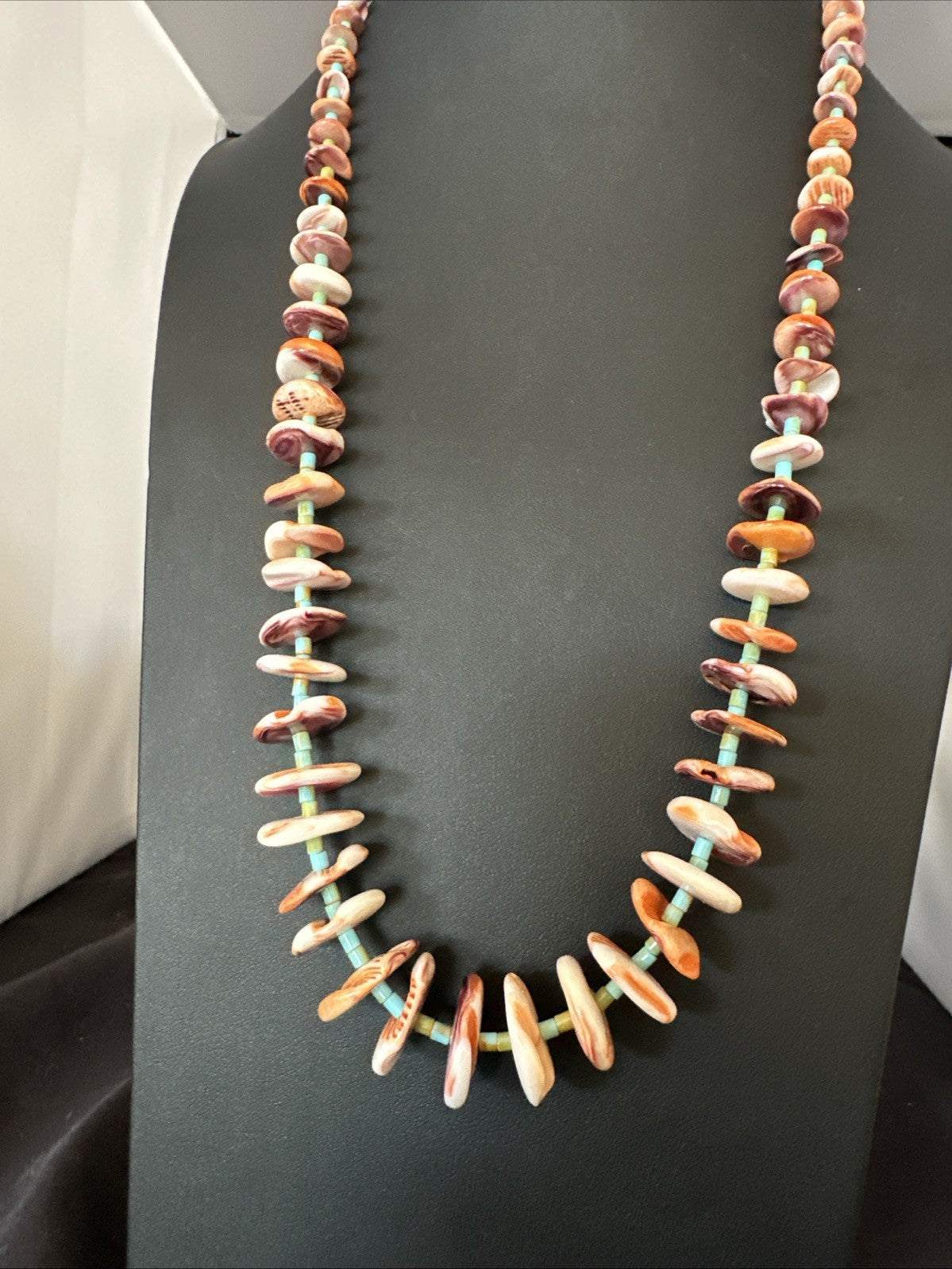 Orange Spiny Oyster Turquoise Navajo Pearls Sterling Silver Necklace 27” 19466