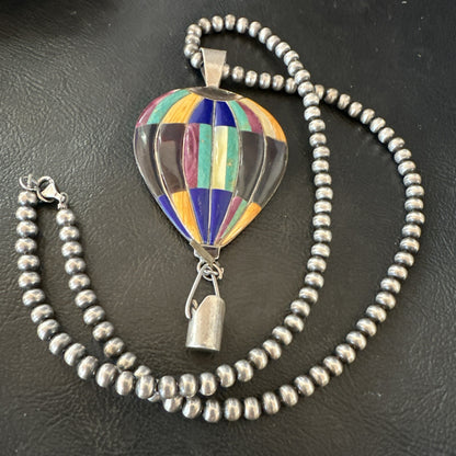 Balloon Multicolor Spiny Turquoise Pendant Navajo Sterling Silver Necklace 18757