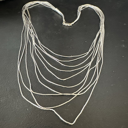 Graduated Bib Heishi Liquid All Sterling Silver 10S Necklace 20" 17244