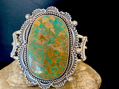 Mens Royston Turquoise Navajo Sterling Silver Cuff Bracelet 1163