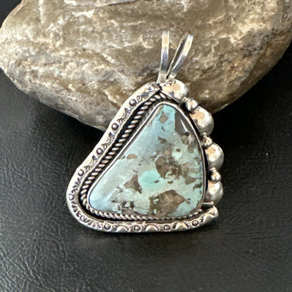 Men Women Blue Turquoise Pendant Navajo Sterling Yazzie 19527