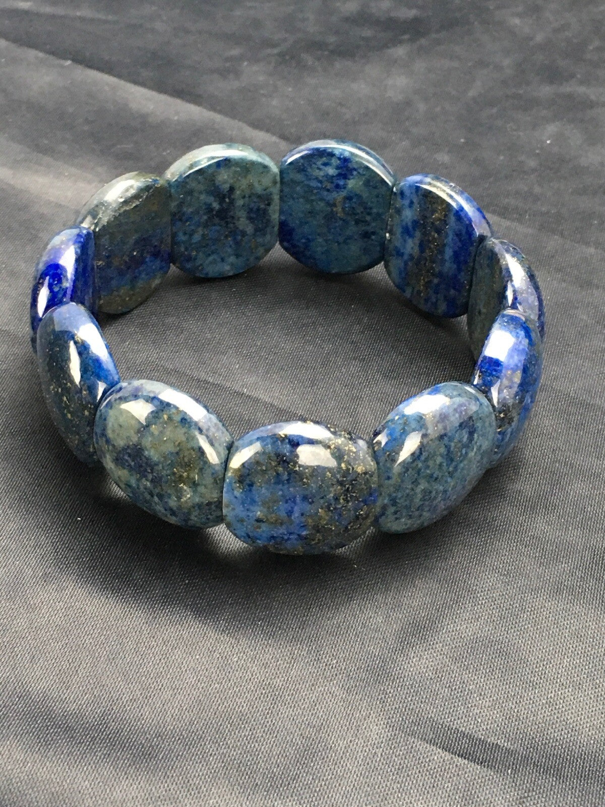 Blue Lapis Bead Stretch Bracelet 7.25" 03015