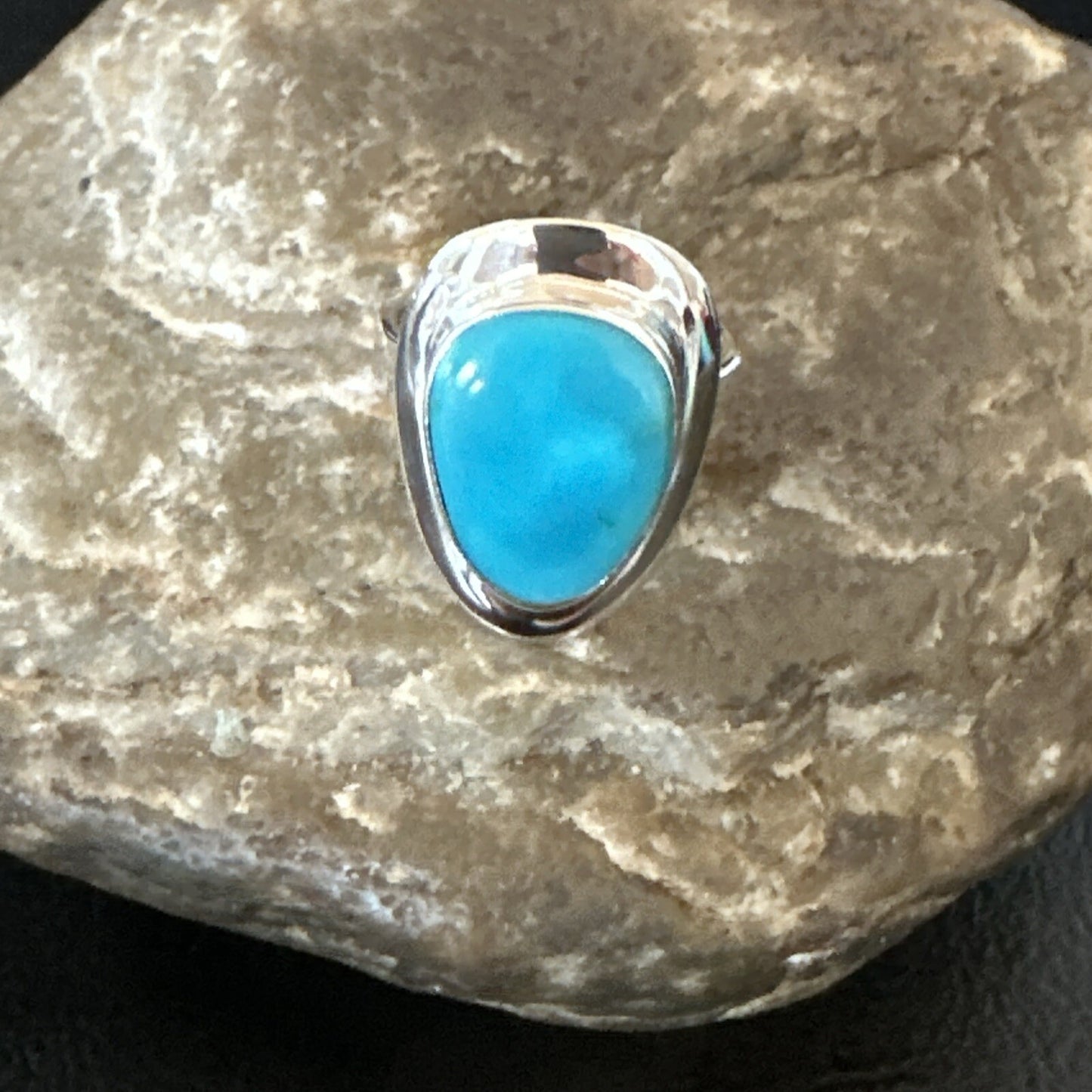 Southwestern Sterling Silver Blue Kingman Turquoise Ring Size 7 18508