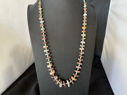 Purple Spiny Oyster Turquoise Navajo Pearls Sterling Silver Necklace 29” 19465