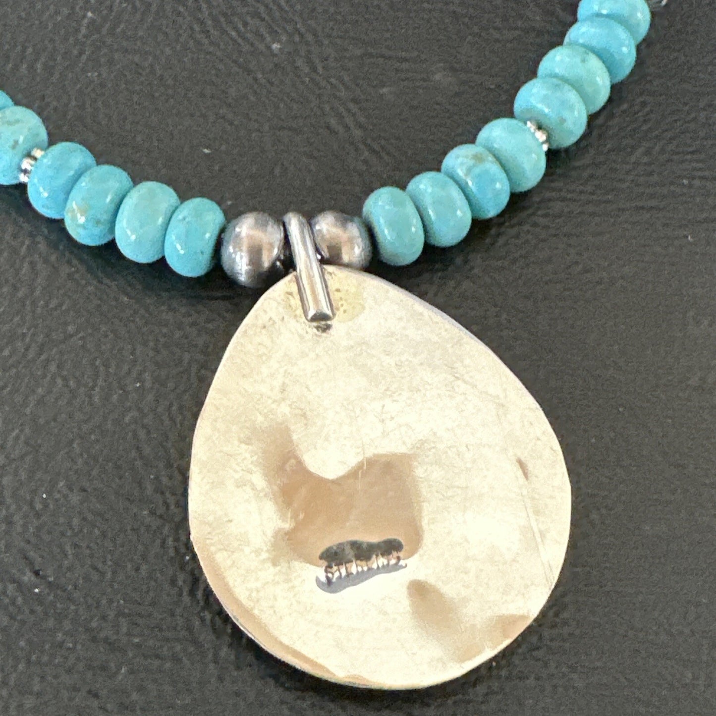 Mens Blue Turquoise BearPaw Pendant Navajo Pearls Sterling Silver Necklace 17880