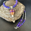 Balloon Orange Spiny Purple Pendant Navajo Necklace 22" | Sterling Silver | Authentic Native American Handmade | 18344