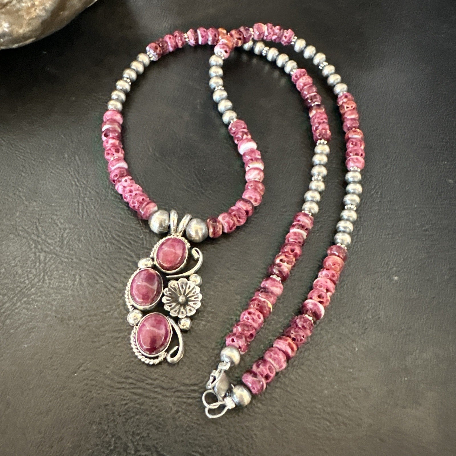Sterling Purple Spiny Sugilite Pendant Navajo Silver Necklace 19608