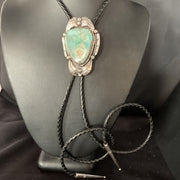 Men's Bolo Tie Green Royston Turquoise Navajo 14108N | Sterling Silver | Authentic Native American Handmade