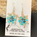 Turquoise Opal Navajo Inlay Turtle Earrings 0.5" | Sterling Silver | Authentic Native American Handmade | 12015