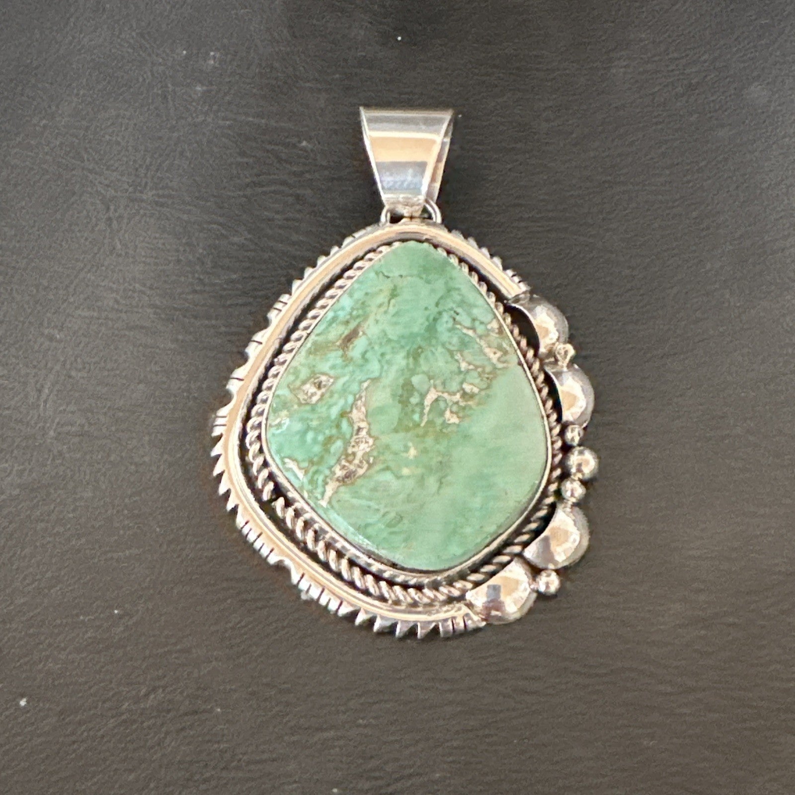 Men Women Green Royston Turquoise Pendant Navajo Sterling Yazzie 19522