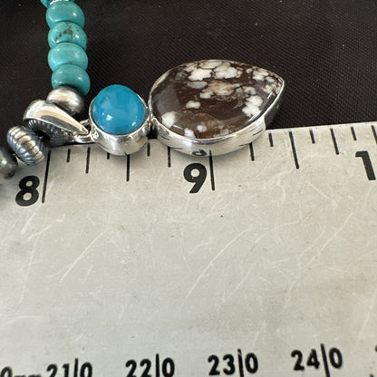 Wild Horse Sterling Silver Blue Kingman Turquoise Necklace Pendant 17899
