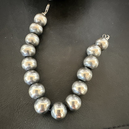 14mm Round Beads 8” Sterling Silver Beads Bracelet 91408