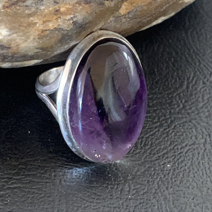 Purple Amethyst Navajo Sterling Silver Ring Size 8.5 12940