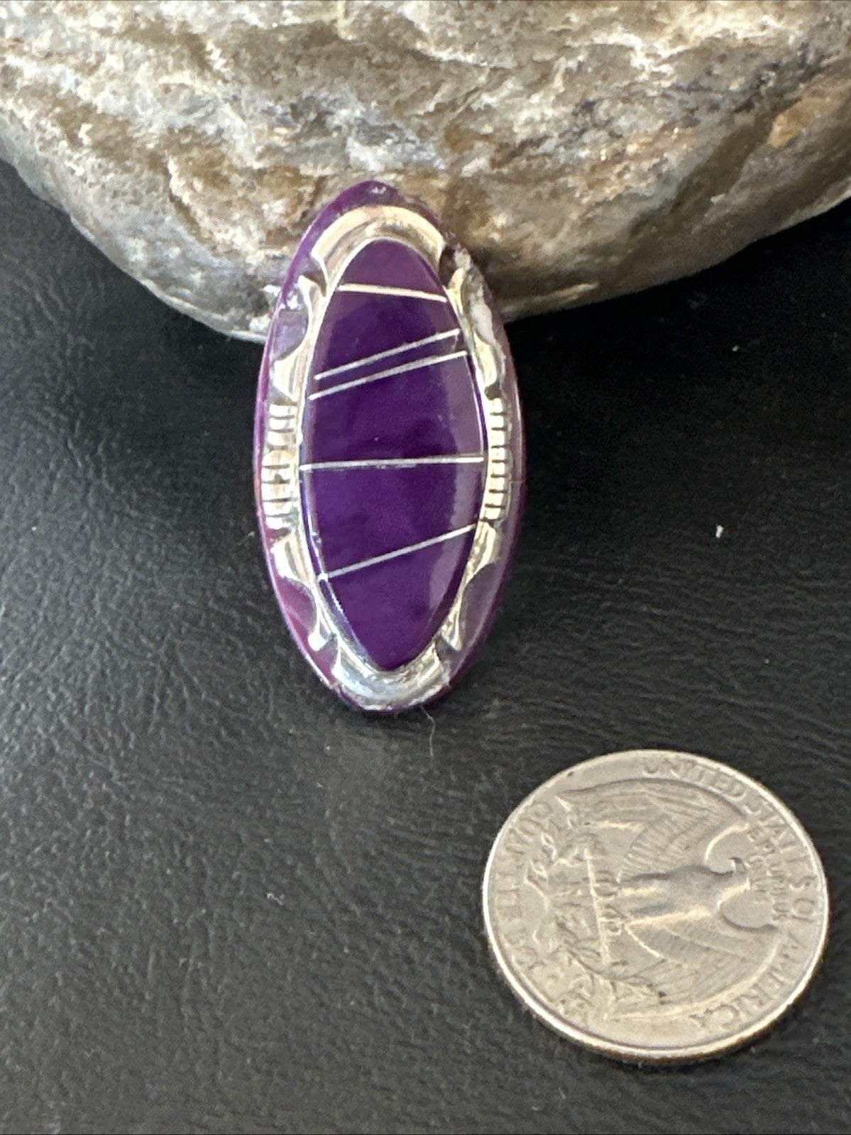 Beautiful Purple Sugilite Navajo Ring Inlay Sz 7.5 19813