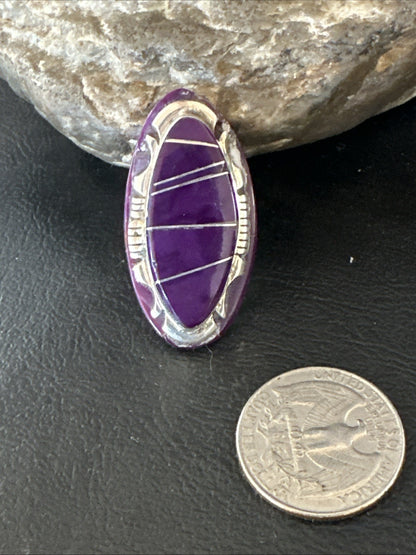 Beautiful Purple Sugilite Navajo Ring Inlay Sz 7.5 19813