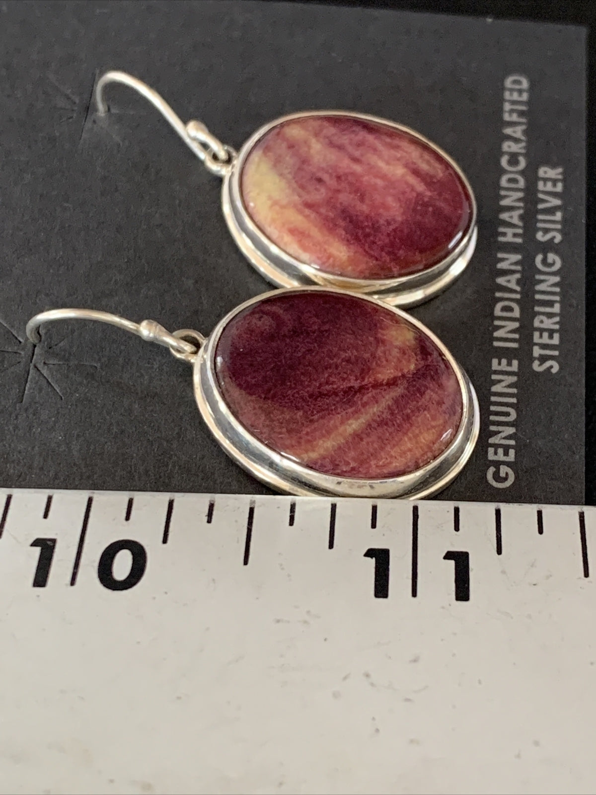 Purple Spiny Oyster Navajo Sterling Silver Dangle Earrings 1" 13786