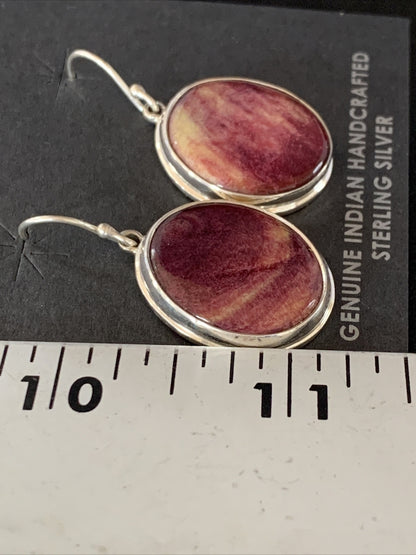 Purple Spiny Oyster Navajo Sterling Silver Dangle Earrings 1" 13786