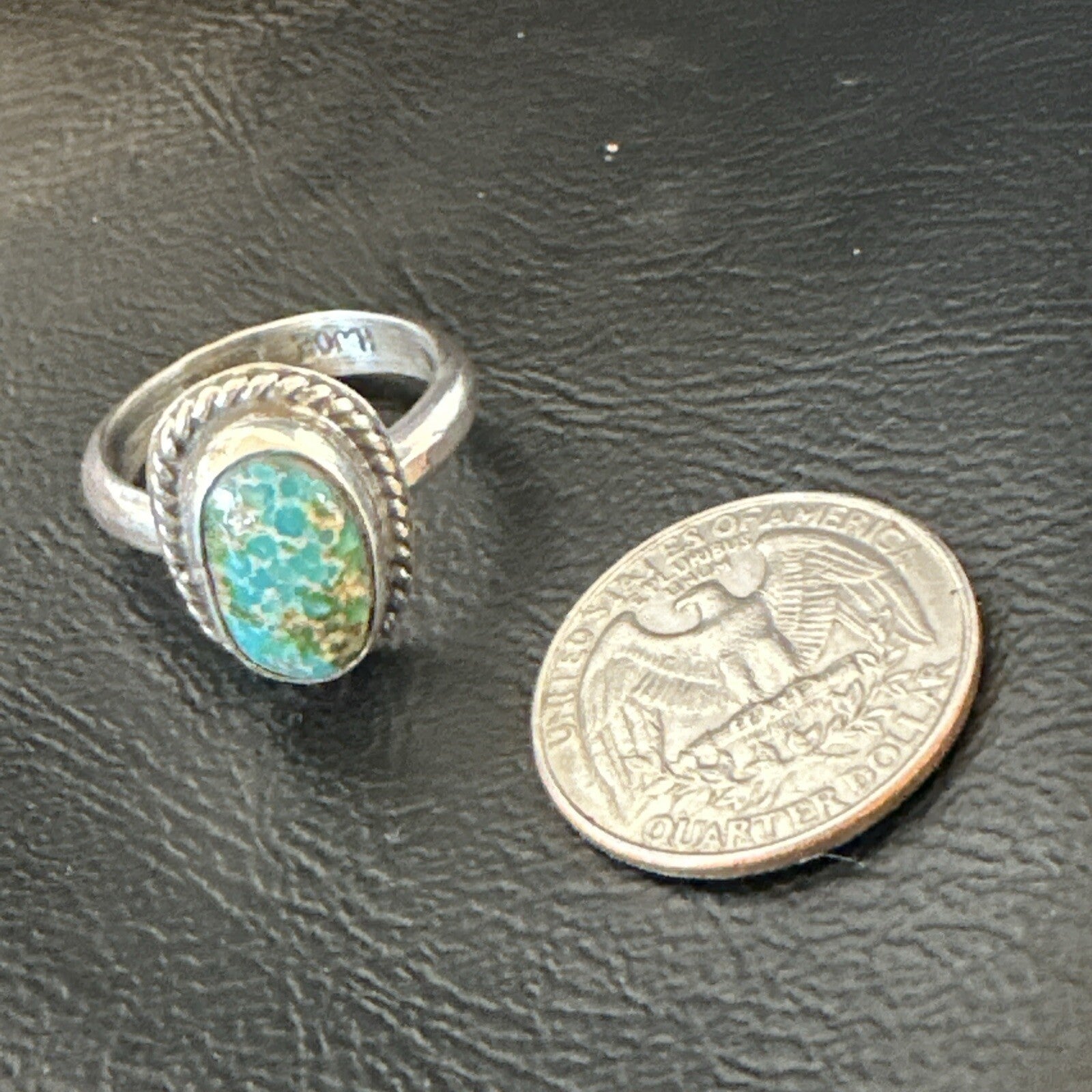 Womens Blue Sonoran Turquoise Navajo Sterling Silver Ring Size 10 18004