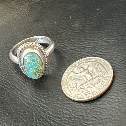 Womens Blue Sonoran Turquoise Navajo Sterling Silver Ring Size 10 18004
