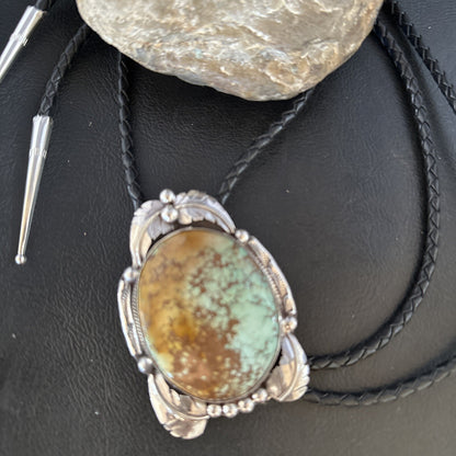 Mens Blue Golden Hills Turquoise Bolo Tie Sterling Silver Navajo 14787