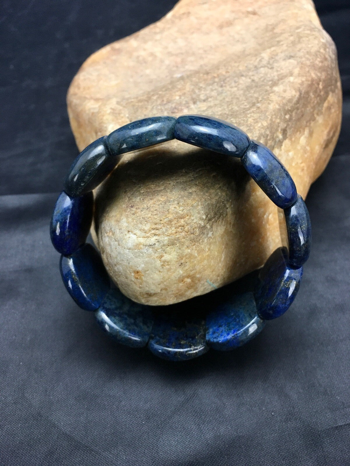 Blue Lapis Bead Stretch Bracelet 7.25" 03015