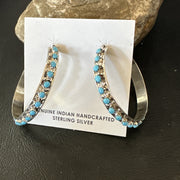 Zuni Petite Point Turquoise Cluster Earrings Sterling Silver Handmade 19770