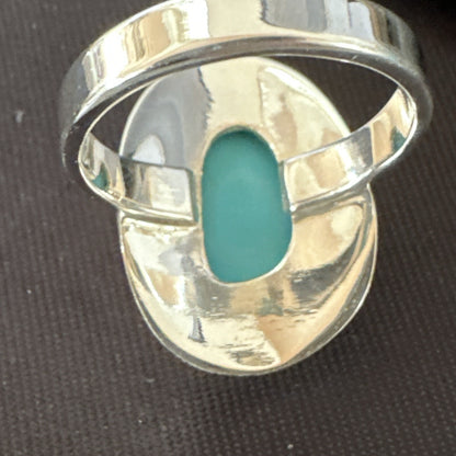Southwestern Sterling Silver Blue Kingman Turquoise Ring Size 7 18509