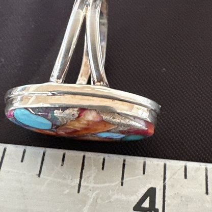 Turquoise Spiny Oyster Navajo Sterling Silver Ring Size 8 18213