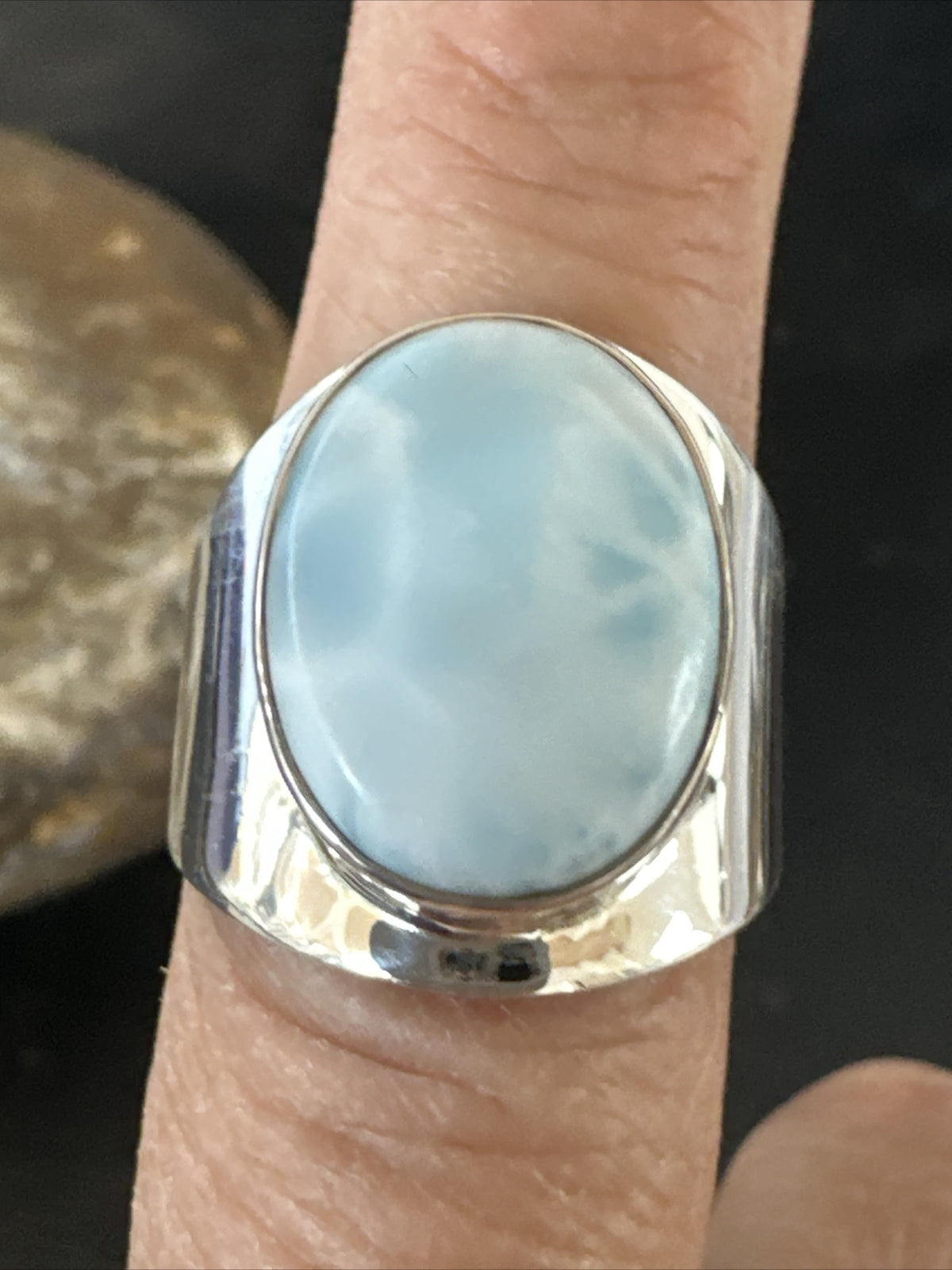 Womens Blue Larimar Navajo Sterling Silver Ring Size 9 17672