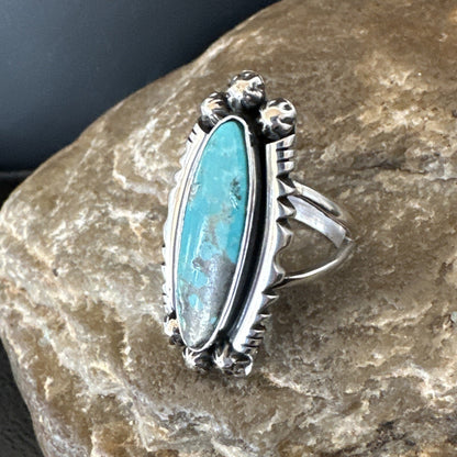 Blue Kingman Turquoise Native American Navajo Sterling Silver Ring Size 7 18630