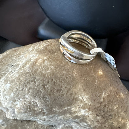 Navajo Black Onyx Tiger's Eye Inlay Sterling Ring Size 5.5 18702