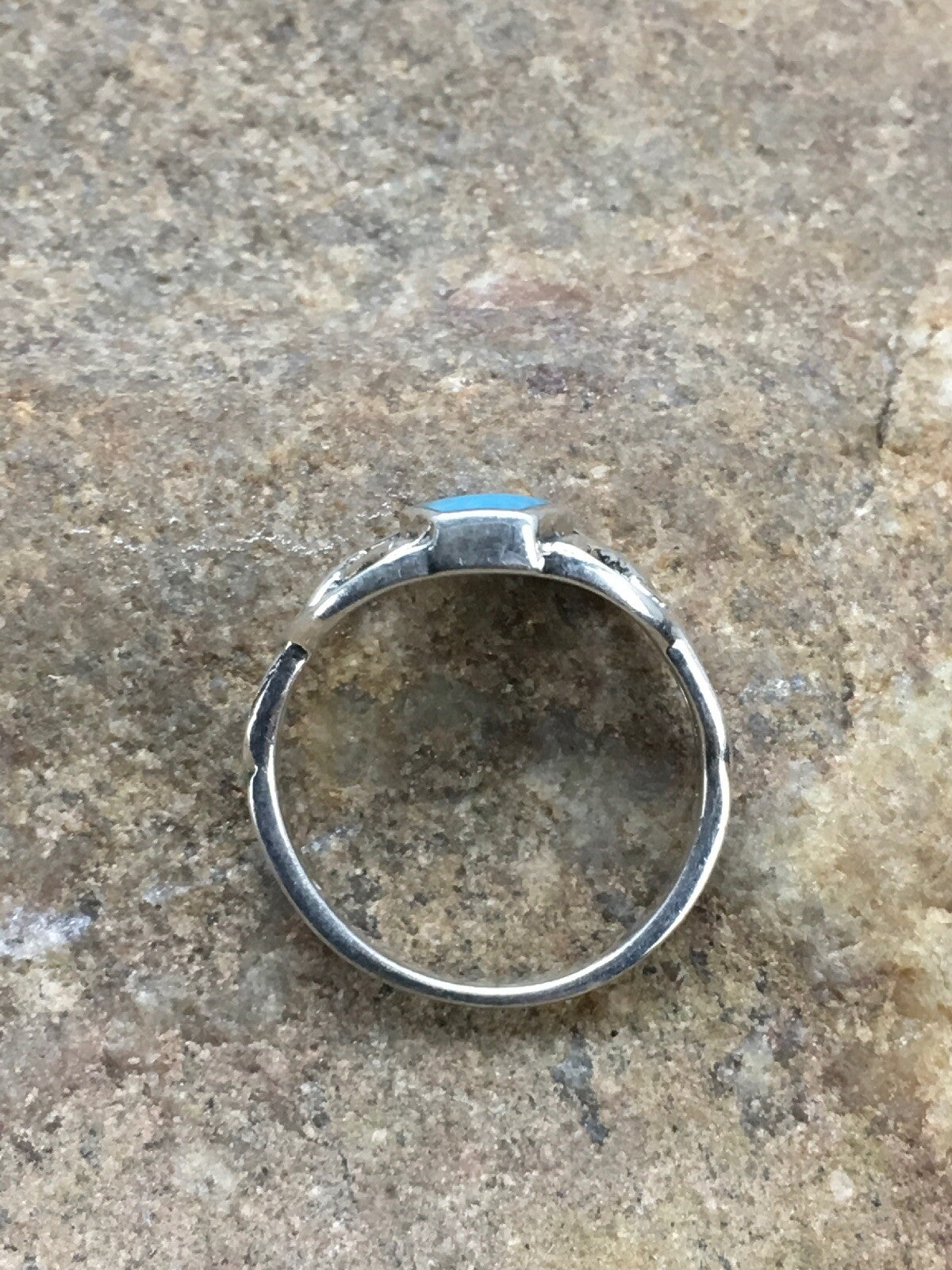 Blue Turquoise Navajo Sterling Silver Native American Ring Size 6.75 02951