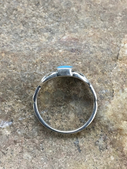 Blue Turquoise Navajo Sterling Silver Native American Ring Size 6.75 02951