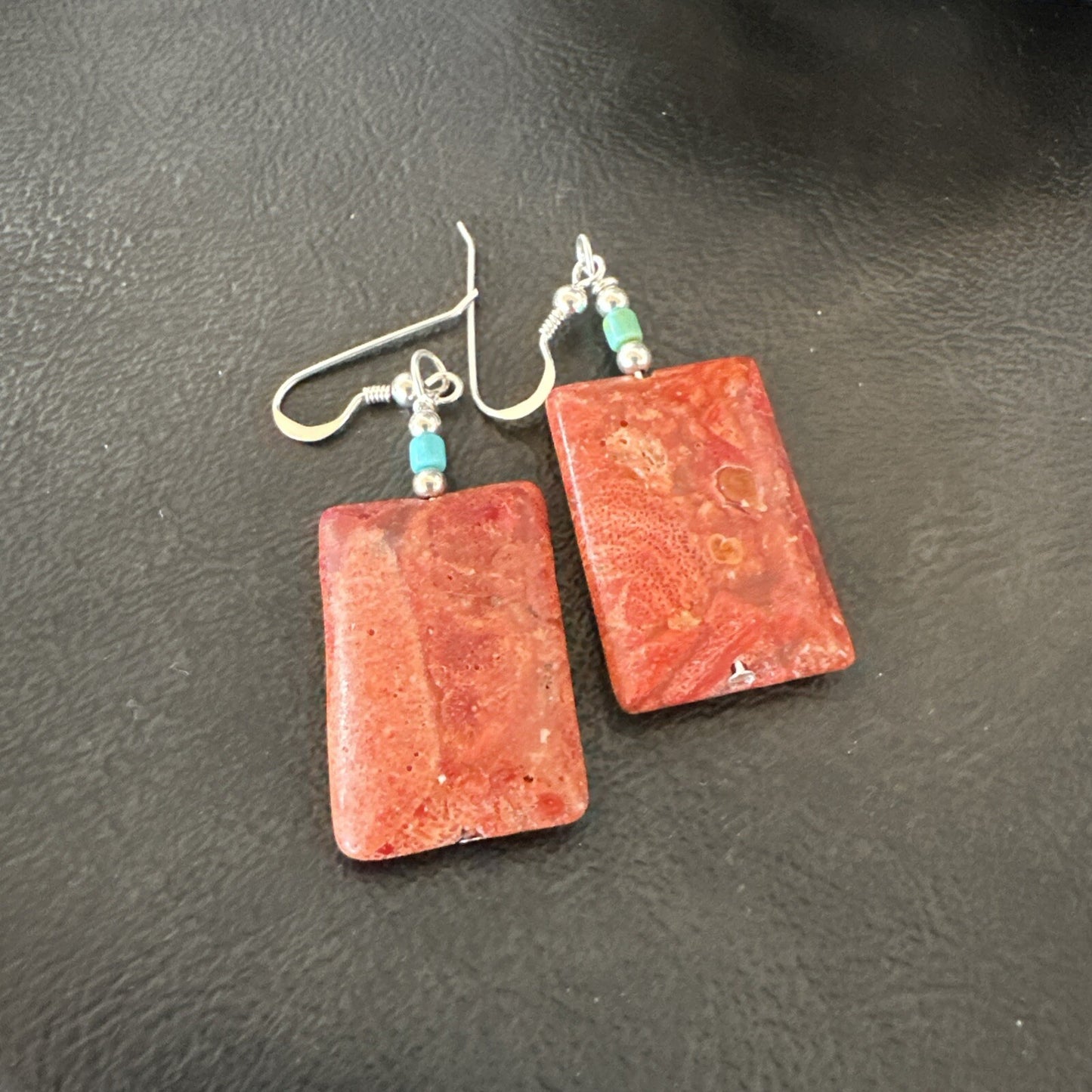 Apple Sponge Coral Southwestern Sterling Silver Earrings 1.5” 18838