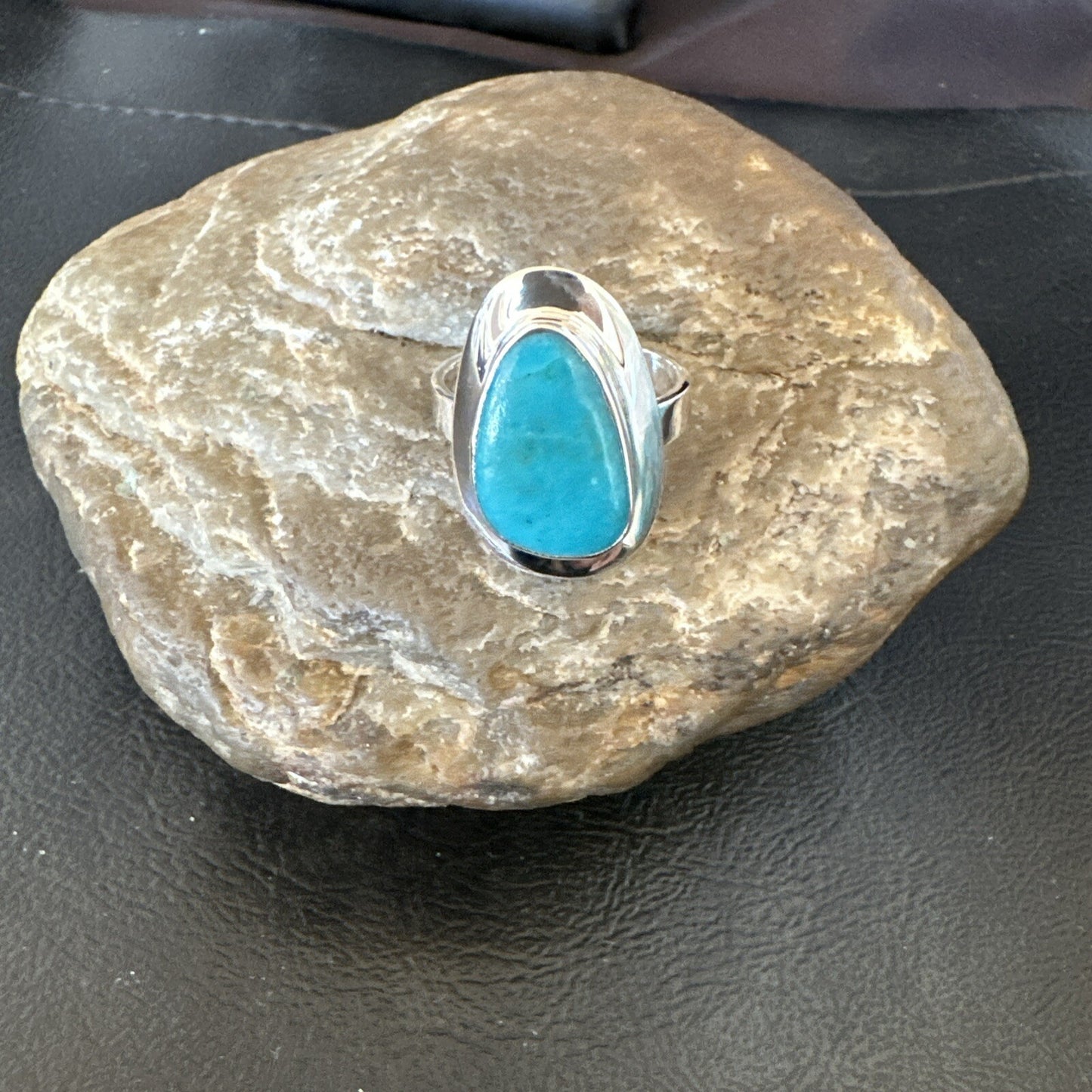 Southwestern Sterling Silver Blue Kingman Turquoise Ring Size 9 18526