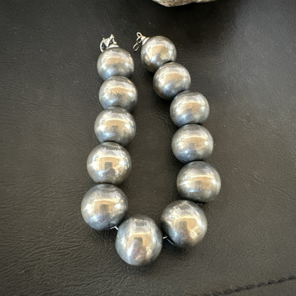 18mm Round Beads 8” Sterling Silver Beads Bracelet 91808