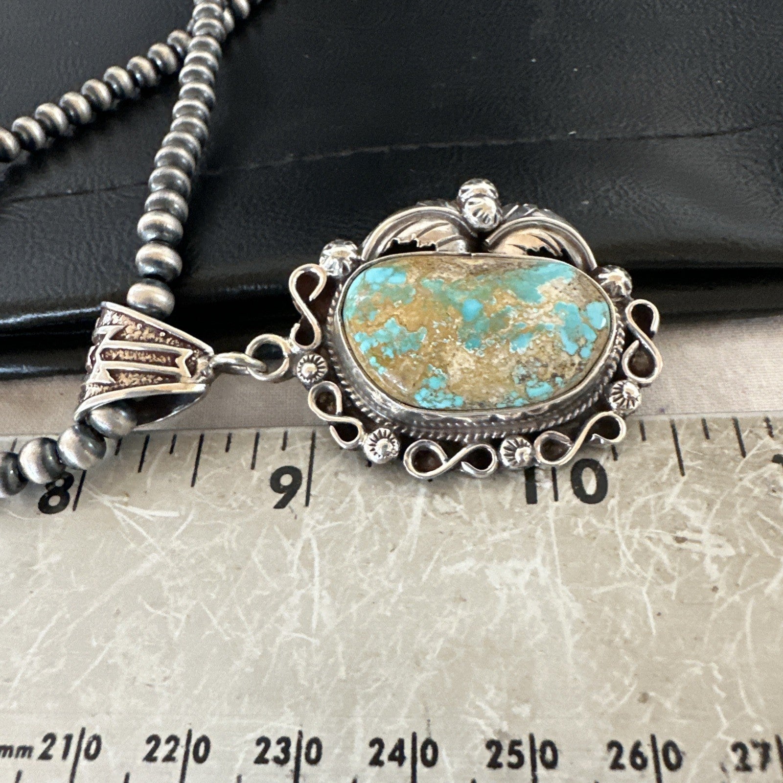WoMens Navajo Pearls Sterling Silver Royston Turquoise Necklace Pendant 19362
